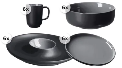 Produktbild von Frühstücksset 24 tlg. Jasper schwarz