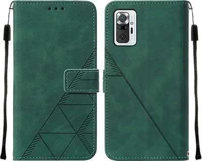 Image de Etui en cuir pour Xiaomi Redmi Note 10 Pro / 10 Pro Max étui design avec embossage, porte-cartes et support vert