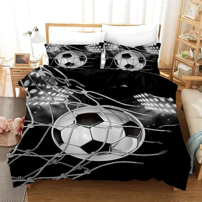 Obrázok produktu pre Futbalová súprava posteľnej bielizne 220 x 200 cm, obliečky z mikrovlákna, 2 obliečky na vankúš, so zipsom