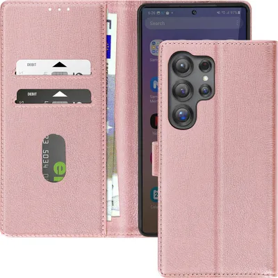 Produktbild von Avizar, Kunstlederetui mit Standfunktion Samsung Galaxy S25 Ultra, Champagnerrosa