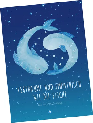 Produktbild von Mr. & Mrs. Panda Postkarte Sternzeichen Fische - Sternenhimmel Blau - Geschenk, Ansichtskarte, Postkarten, Ansichtskarten, Fisch, Sternbild, Geburtstag März, Grußkarte