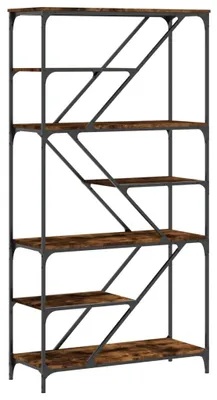 Obrázek produktu pro vidaXL Knihovna Smoked Oak 91x36x176 cm Dřevěná konstrukce a ocel