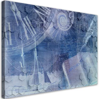 Produktbild von Leinwandbild Blaue Abstraktion 90x60 Feeby Blau bild für die wand bereit zum aufhängen