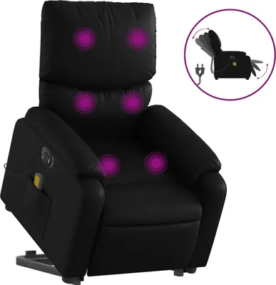 Produktbild von vidaXL Massagesessel mit Aufstehhilfe Elektrisch Schwarz Kunstleder