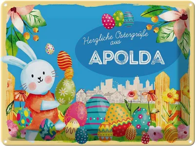 Produktbild von vianmo Blechschild 30x40 cm Ostern Ostergrüße APOLDA Gruß