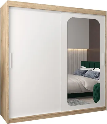 Produktbild von MEBLE KRYSPOL Promo 2200 Schlafzimmerschrank zwei Schiebetüren - Sonoma + Mattweiß