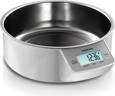 Zdjęcie produktu dla Sencor SKS 4030WH, Elektroniczna waga kuchenna, 5 kg, 1 g, Stal nierdzewna, Biały, Stal nierdzewna, Stal nierdzewna