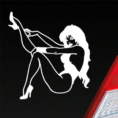 Produktbild von Auto Aufkleber Frau Pin Up Girl Vintage Sexy 10x10,5 cm Weiss Matt Sticker Heckscheibenaufkleber