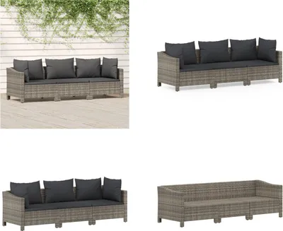 Produktbild von vidaXL 3 tlg. Garten Lounge Set mit Kissen Grau Poly Rattan - Garten Lounge Set - Garten Lounge Sets - Lounge Set - Gartenmöbel Set
