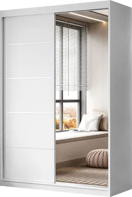 Produktbild von Kleiderschrank CAMARO II PLUS 150 cm mit Spiegel Schiebetürenschrank Weiß