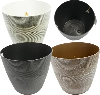 Produktbild von Runder Blumentopf aus Kunststoff mit Streifen 22 cm