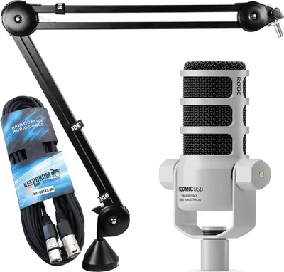 Immagine prodotto di Microfono Rode Podmic USB bianco con supporto e cavo PSA-1