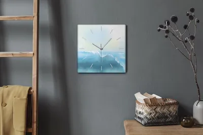 Produktbild von Coloray Hodiny Unikátní 30x30 cm  Tiché hodiny Pro obývací pokoj a kuchyň Nástěnné hodiny Plátno Bílé ručičky hodin - Mořské vlny