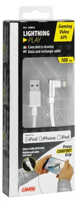 Obrázok produktu pre Lampa 90° USB Lightning kábel - 100 cm - biely