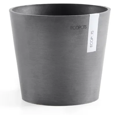 Imagen del producto de Macetas Ecopots Amsterdam Mini, plástico mate, diámetro 17 cm, altura 14,9 cm, color gris