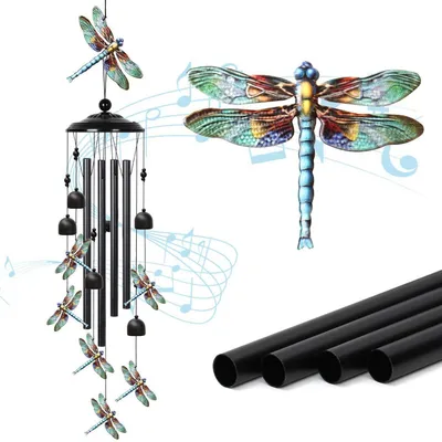 Produktbild von Windspiel Libelle Metall Hängend Garten Deko Bunt mit Glocken