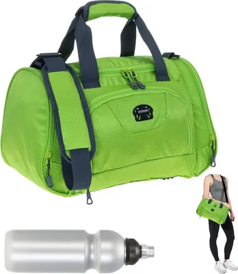 Produktbild von Sporttasche klein Damen Herren Elephant Trainer 42 cm 18 Liter Freizeittasche Schule Fitness Sport Schwimmen Turnen Tasche Gymbag 1242 Grün + Flasche