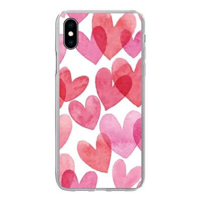 Produktbild von MuchoWow® Handyhülle Schutzhülle Hülle für iPhone Xs Ein Aquarell mit Herz-Illustration Silikon Softcase Handy Hülle - Handytasche