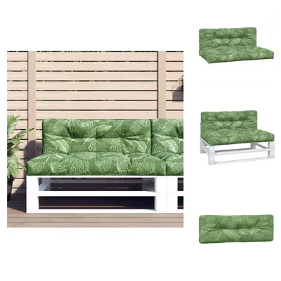 Image de vidaXL Coussin de palette 2 pcs. motif de feuilles tissu - coussin de siège