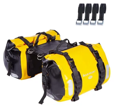 Immagine prodotto di Borsa da sella per moto, capacità 40L (20L x 2), impermeabile, colore giallo, dimensioni 36x25 cm