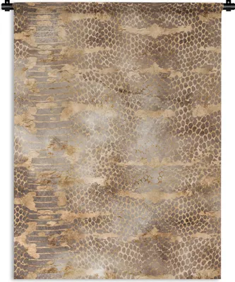 Produktbild von MuchoWow® Wandteppich Wandbehang Tiermuster - Schlange - Gold - Braun 150x200 cm Tapisserie Dekoration Wandtuch - Wandaufhängung - Moderner
