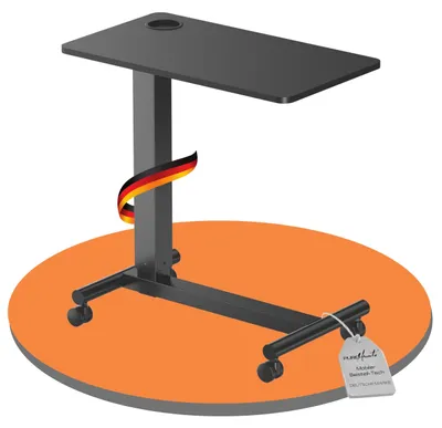 Höhenverstellbarer Beistelltisch, 71,2–106,2 cm, 7 kg, Rollen, schwarz