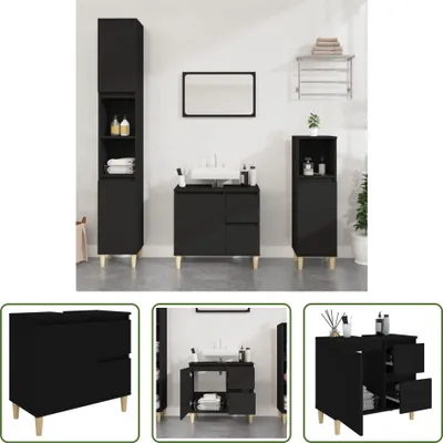 Produktbild von The Living Store Badschrank Schwarz 65x33x60 cm Holzwerkstoff