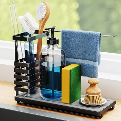 Waschtisch-Caddy-Organizer mit Kieselgur-Basis, schwarz