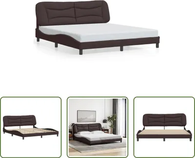 Produktbild von The Living Store Bettgestell mit Kopfteil Dunkelbraun 180x200 cm Stoff