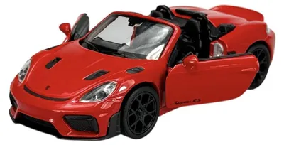 Image de Welly Porsche 718 Spyder RS, rouge, sans toit, modèle en métal à l'échelle 1:34, présenté dans une boîte, référence 43856