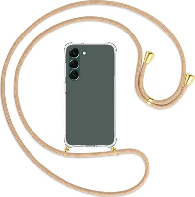 Produktbild von Handykette Backcover-Schutzhülle mit Band (Metall goldfarben) für Samsung Galaxy S23 Plus - beige