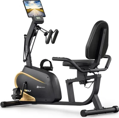 Produktbild von Hop-Sport Liegeergometer für zu Hause HS-045L, Sitzergometer mit Magnetbremse & 10 verstellbaren Widerstandsstufen - Heimtrainer mit Pulssensoren