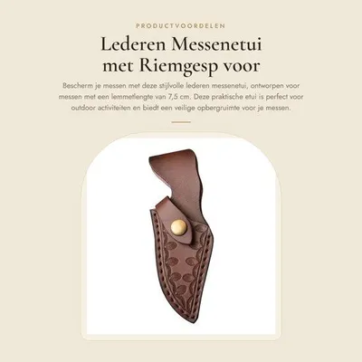 Productafbeelding van Messenetui Lederen - 6,3 Inch - Riemgesp - Retro Design - Antiek Kleur - Reliëfproces - Messenhoes