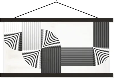 Produktbild von MuchoWow® Textilposter Kunst - Schwarz - Weiß 120x60 cm mit schwarzem Rahmen - Dekoration Schlafzimmer
