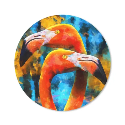 Produktbild von MuchoWow® Mauspad Mousepad Ölgemälde - Vogel - Flamingo 30x30 cm - Mousepads - Maus Mat - Pad - Mausunterlage - Tischunterlage - Schreibtischmatten