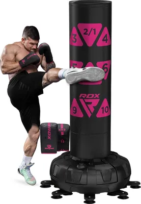 Immagine prodotto di Sacco da boxe RDX Sacco da boxe autoportante con guantoni, kickboxing 6 piedi, fitness MMA