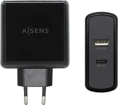 Produktbild von Aisens Wall Charger ASCH-2PD45A-BK/ 1xUSB Type-C/ 1x USB/ 57W