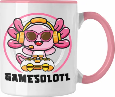 Produktbild von Trendation - Axolotl Tasse Grafik Lustig Geschenkidee Schwanzlurch Tiere Geschenk Gamer (Rosa)