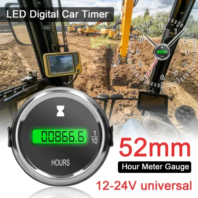 Zdjęcie produktu dla 52 mm licznik godzin pracy LED cyfrowy zegar samochodowy 12/24 V do samochodów ciężarowych i łodzi