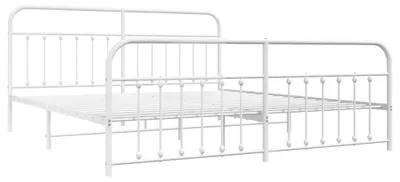 Obrázok produktu pre vidaXL Posteľný rošt s čelom a nohami kovový biely 200x200 cm