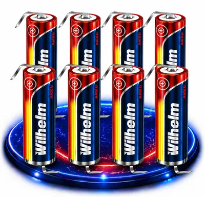 Produktbild von 8 x Lithium Ionen Akku Wilhelm 3,7 V LÖTFAHNE Z Form 800 mAh Typ 14500 Li Ion AA