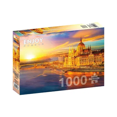 Zdjęcie produktu dla Puzzle 1000 elementów Enjoy – Węgierski Parlament o zachodzie słońca, Budapeszt