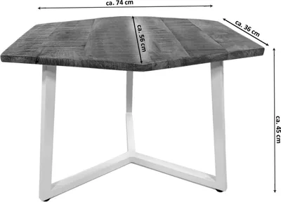 Produktbild von Soma Couchtisch 74 x 56 cm nachhaltig Wohnzimmer Tisch Beistelltisch Lyon Metall-Gestell schwarz matt - tabacco