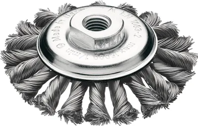 Image de Brosse conique D.115mm M14 épaisseur de fil 0,5mm fil d'acier 12mm 15000min-¹ LESSMANN