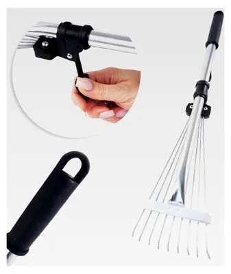 Produktbild von Robuster Fächerbesen 30 cm aus Metall, verstellbar, mit 9 Zinken