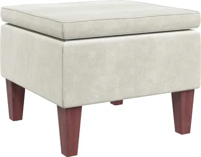 Image de vidaXL Tabouret avec pieds en bois Crème Velours