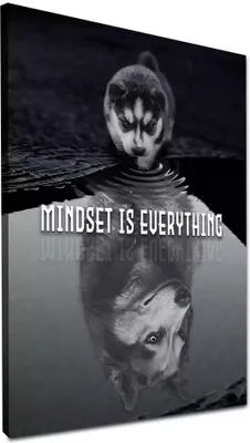 Produktbild von Hund Mindset Motivation Tier Leinwandbild Wandbild Deko XL Kunst: 60x80x2cm