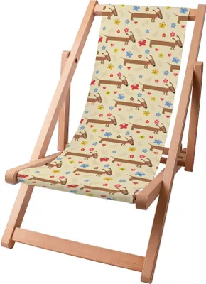 Produktbild von Dreamroots Kinder Liegestuhl klappbar Holz, bis zu 130 kg, Sonnenliege klappbar mit 3-stufiger Neigungsregulierung der Rückenlehne, Dachshund