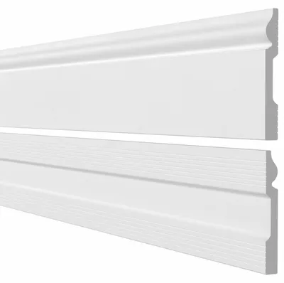 Zdjęcie produktu dla QUEST Sztukateria podłogowa PS, sztywne listwy przypodłogowe, boazeria angielska, 200 cm, biały, 100x12mm