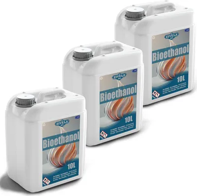 Obrázok produktu pre Bioetanol 96,6% 30L |alkohol 96,6% 3x10L | Bioetanol do krbu, stolového krbu, krbu na bioetanol | Bioetanol bez zápachu | Čisté spaľovanie, bez dymu, živý a stabilný plameň